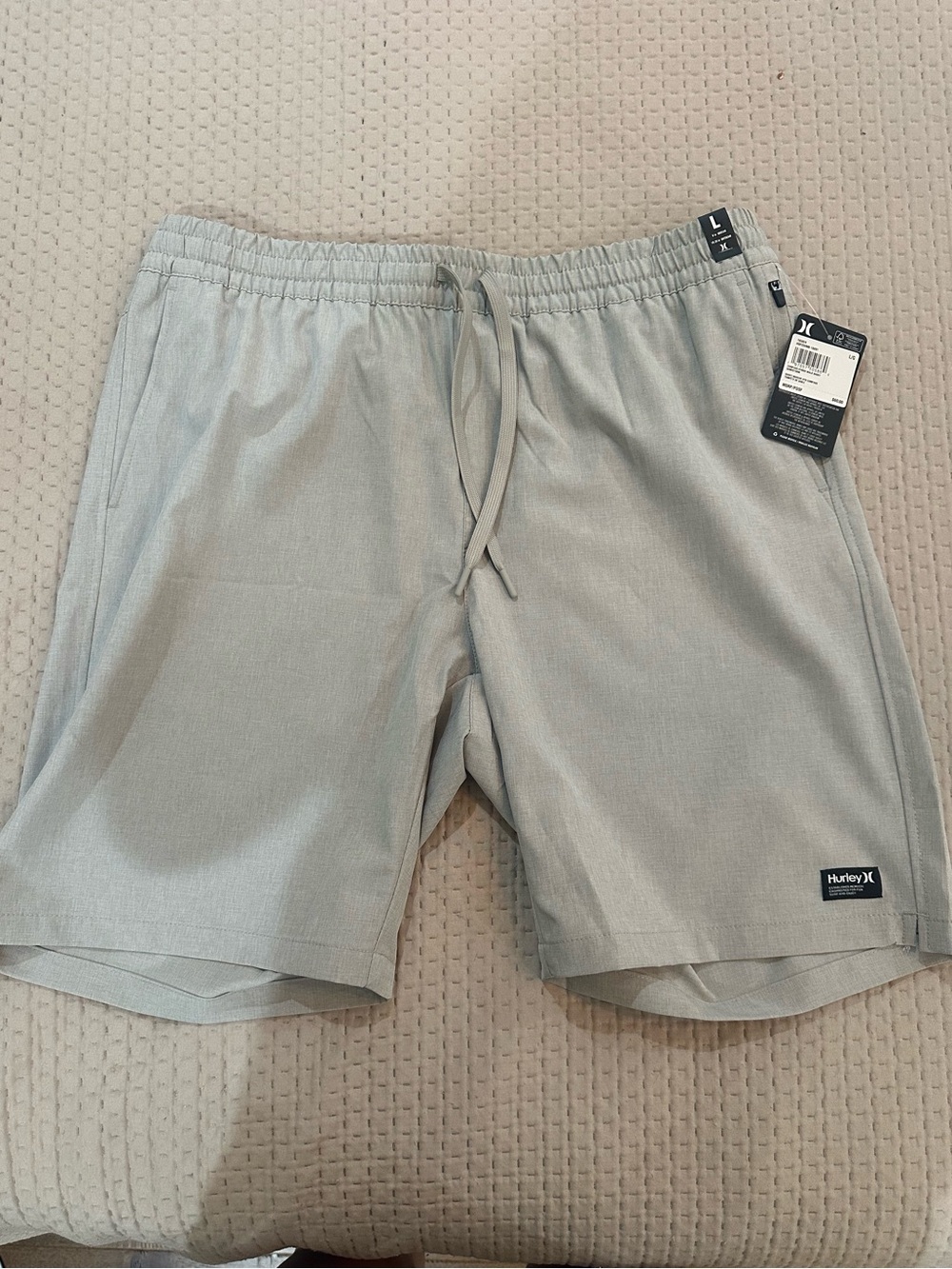 Hurley Men's Light Gray Elastic Waist Athletic Shorts